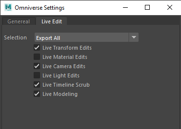 Omniverse Settings Panel