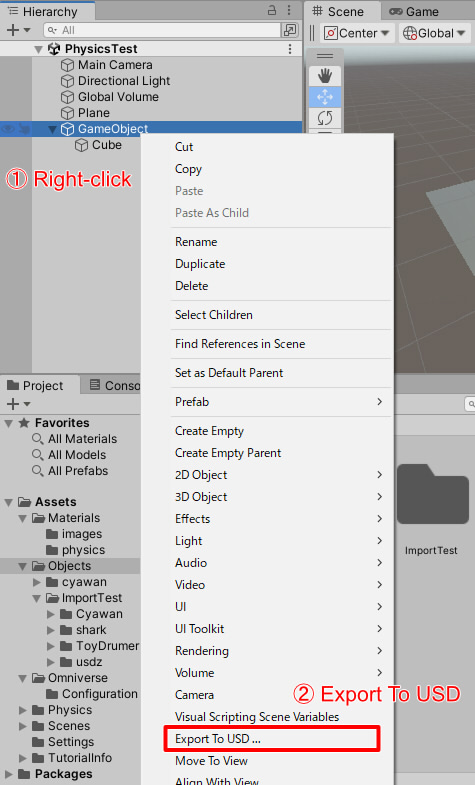 Choose "Export To USD" from Hierarchy window.