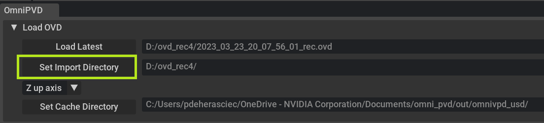 OmniPVD OVD Set Import Directory