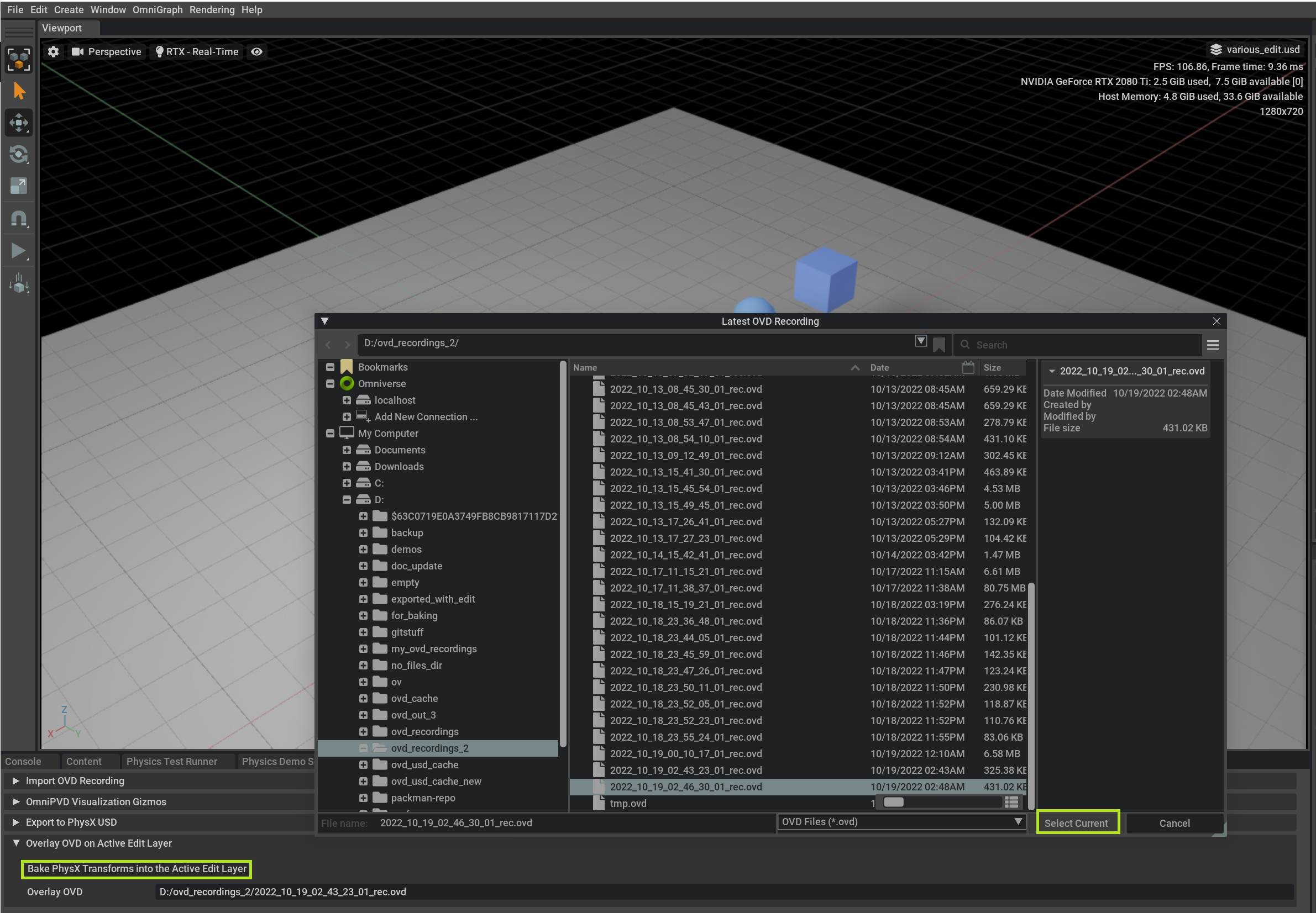 OmniPVD Physics Baking Overlay OVD