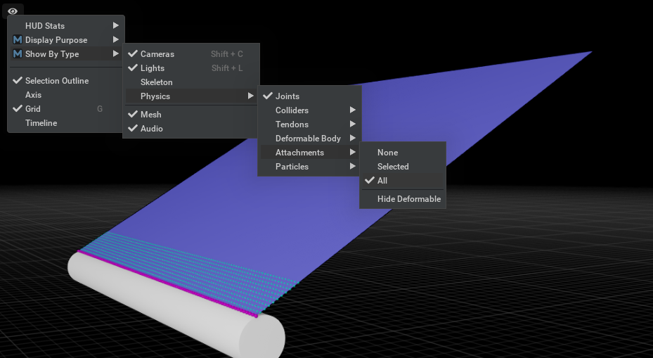 Debug Visualization: Attachment Points (Pink) and Filter Points (Cyan)