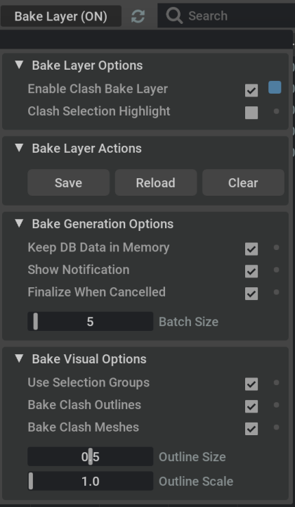 Bake Layer Settings