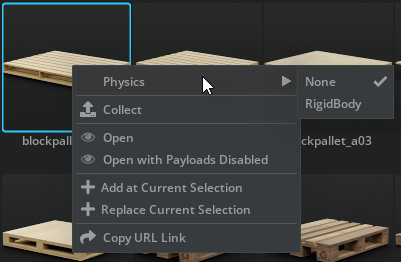 Right-click Single Asset selection menu