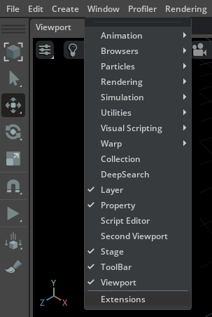 Extensions Manager Menu