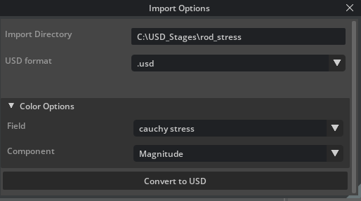 Finite Element Analysis Import Options Window