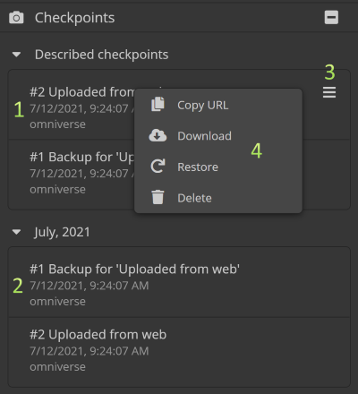 Checkpoint Listing