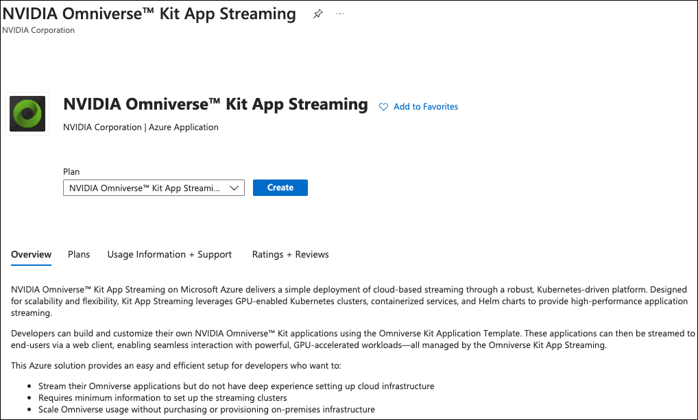 Kit App Streaming on Azure Marketplace.