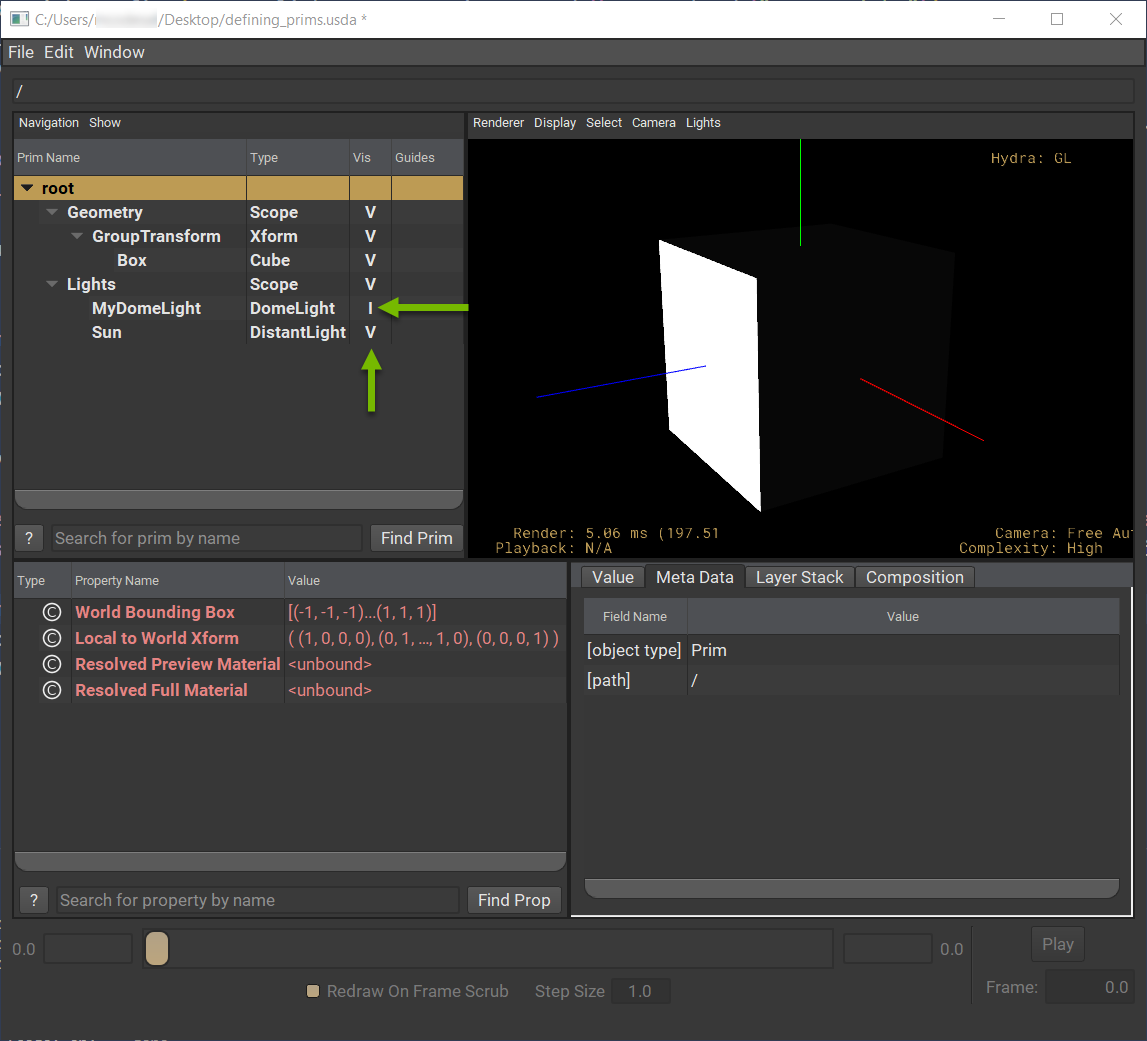 USDView Toggle Visibility